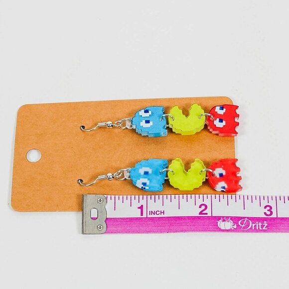 NEW Pac-Man Ghost Drop Earrings - Nostalgic Accessory - Picture 4 of 4